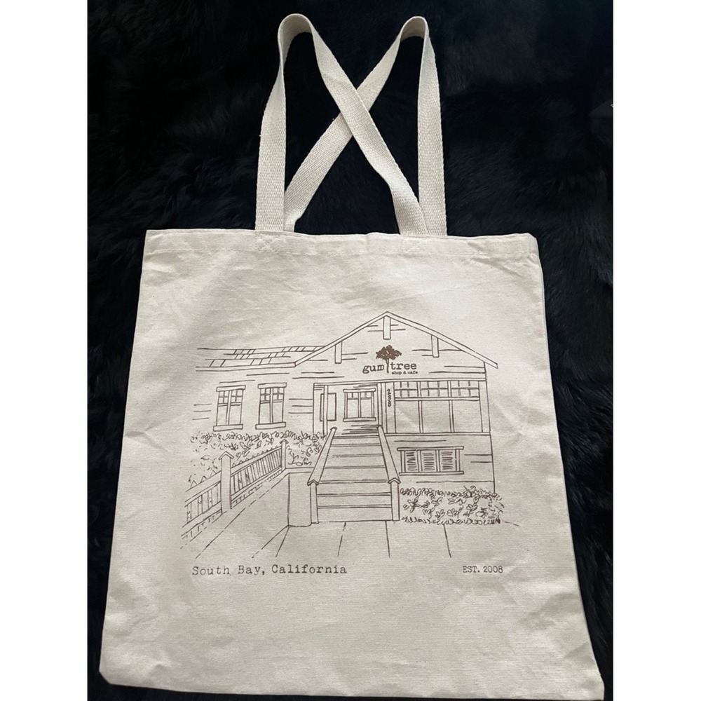 Gum Tree Shop Cafe South Bay California Cotton Canvas Tote Bag Hermosa Beach